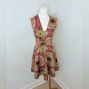 Cynthia Rowley Paisley V-Neck Dress Size 10